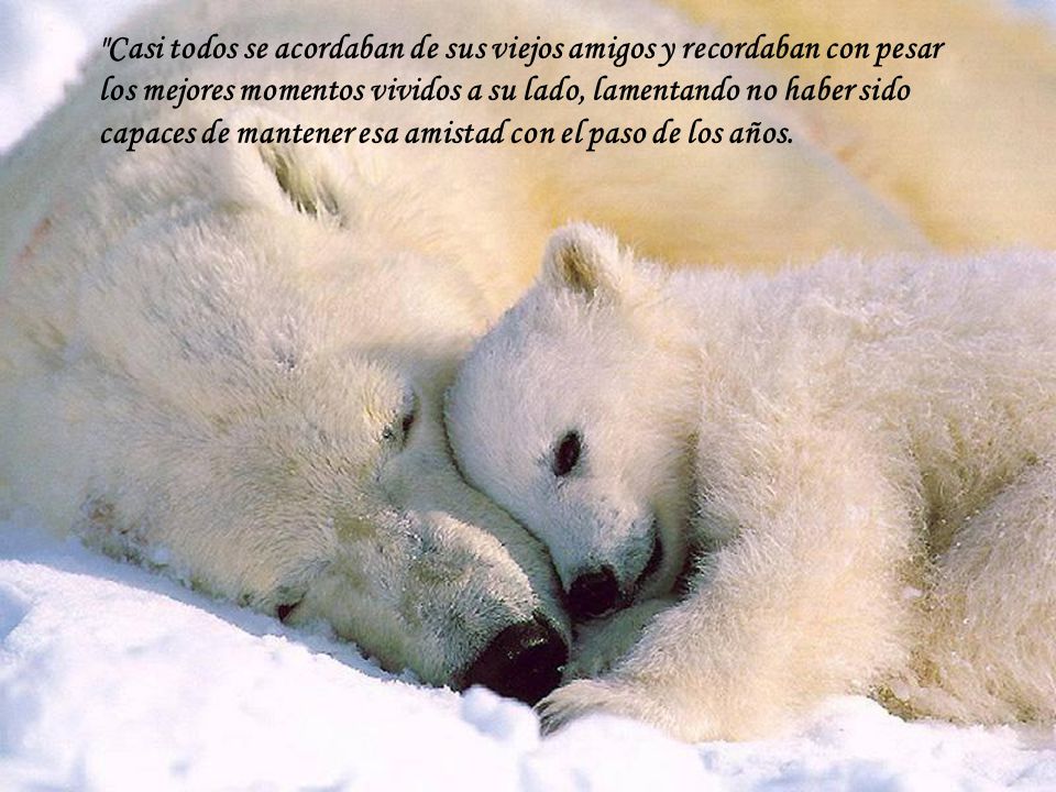 Casi todos se acordaban de sus viejos amigos y recordaban con pesar los mejores momentos vividos a su lado, lamentando no haber sido capaces de mantener esa amistad con el paso de los años.