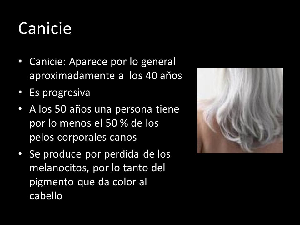 Canicie Canicie: Aparece por lo general aproximadamente a los 40 años