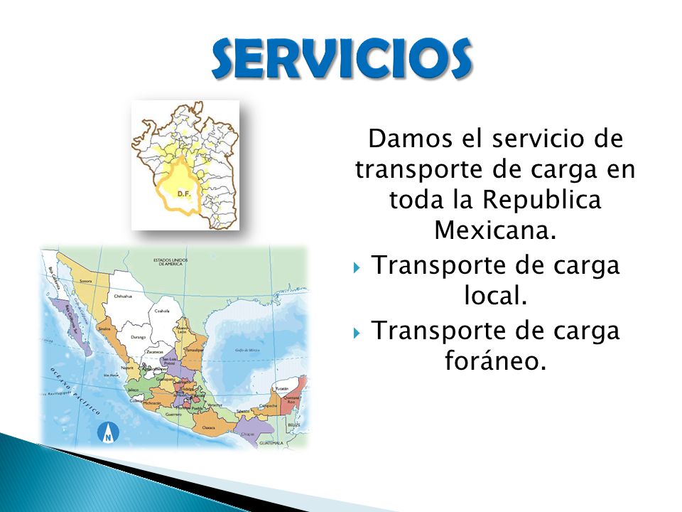SERVICIOS Damos el servicio de transporte de carga en toda la Republica Mexicana. Transporte de carga local.