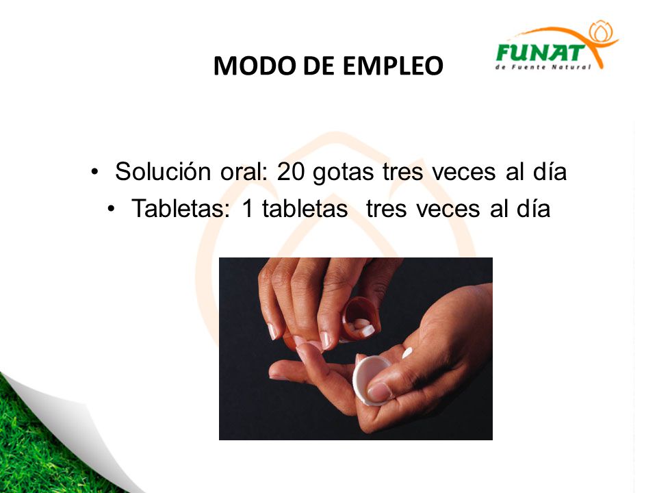 MODO DE EMPLEO Solución oral: 20 gotas tres veces al día