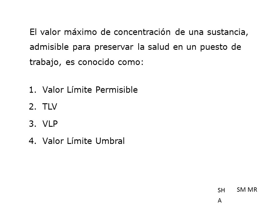 Valor Límite Permisible TLV VLP Valor Límite Umbral