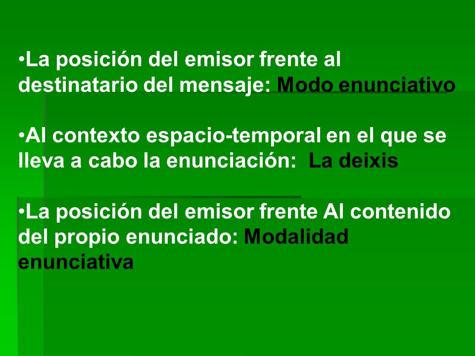 La posición del emisor frente al destinatario del mensaje: Modo enunciativo