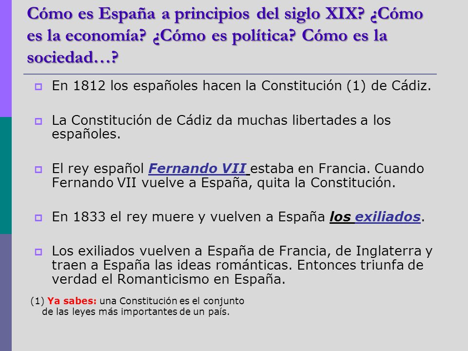 Cómo es España a principios del siglo XIX. ¿Cómo es la economía