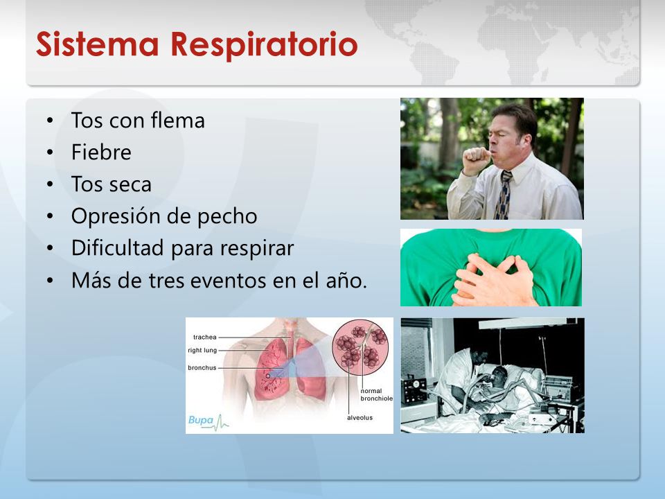 Sistema Respiratorio Tos con flema Fiebre Tos seca Opresión de pecho