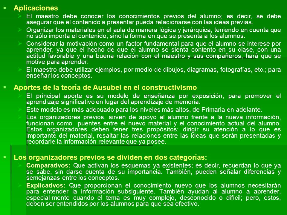 Aportes de la teoría de Ausubel en el constructivismo