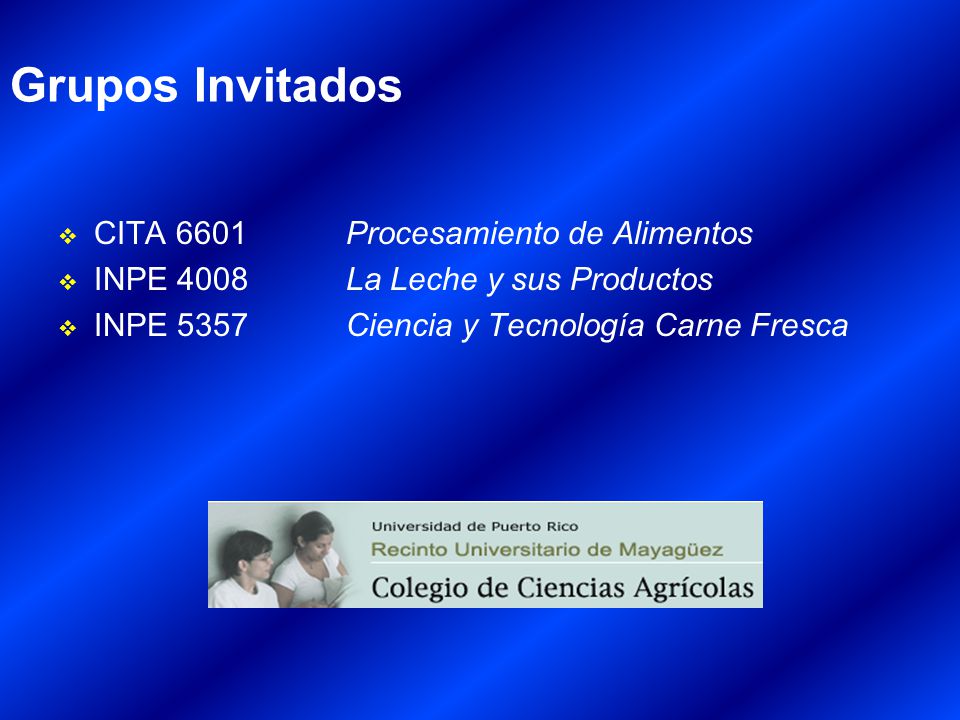 Grupos Invitados CITA 6601 Procesamiento de Alimentos