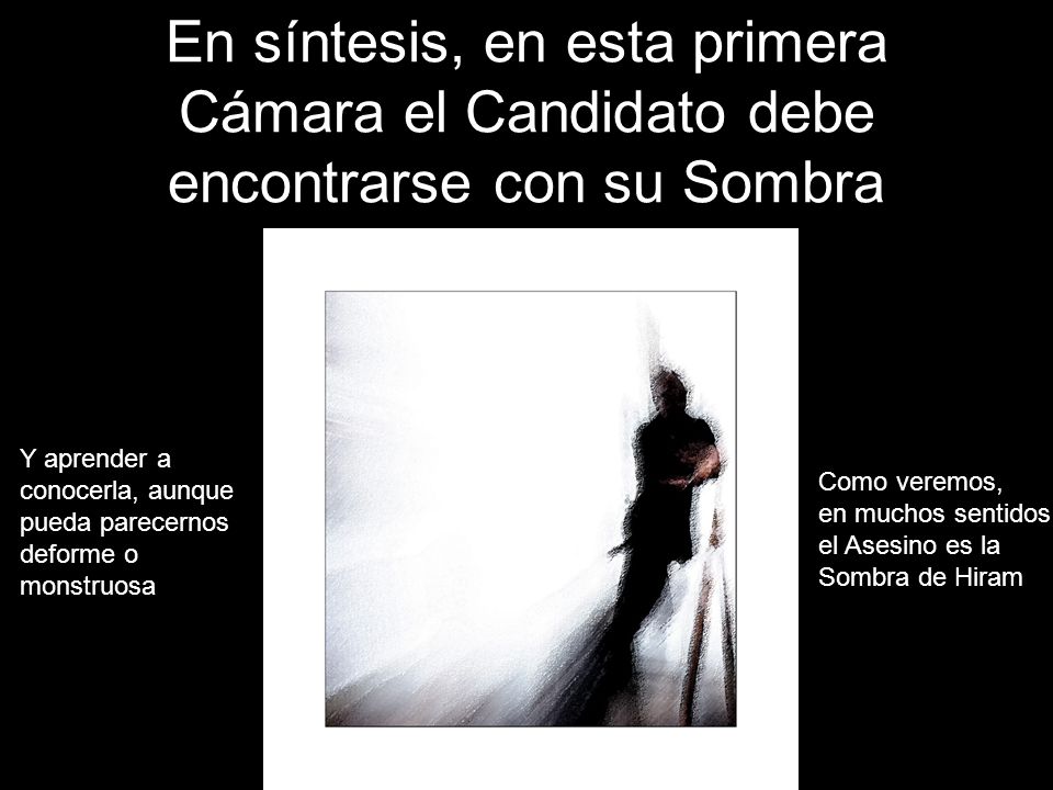 En síntesis, en esta primera Cámara el Candidato debe encontrarse con su Sombra