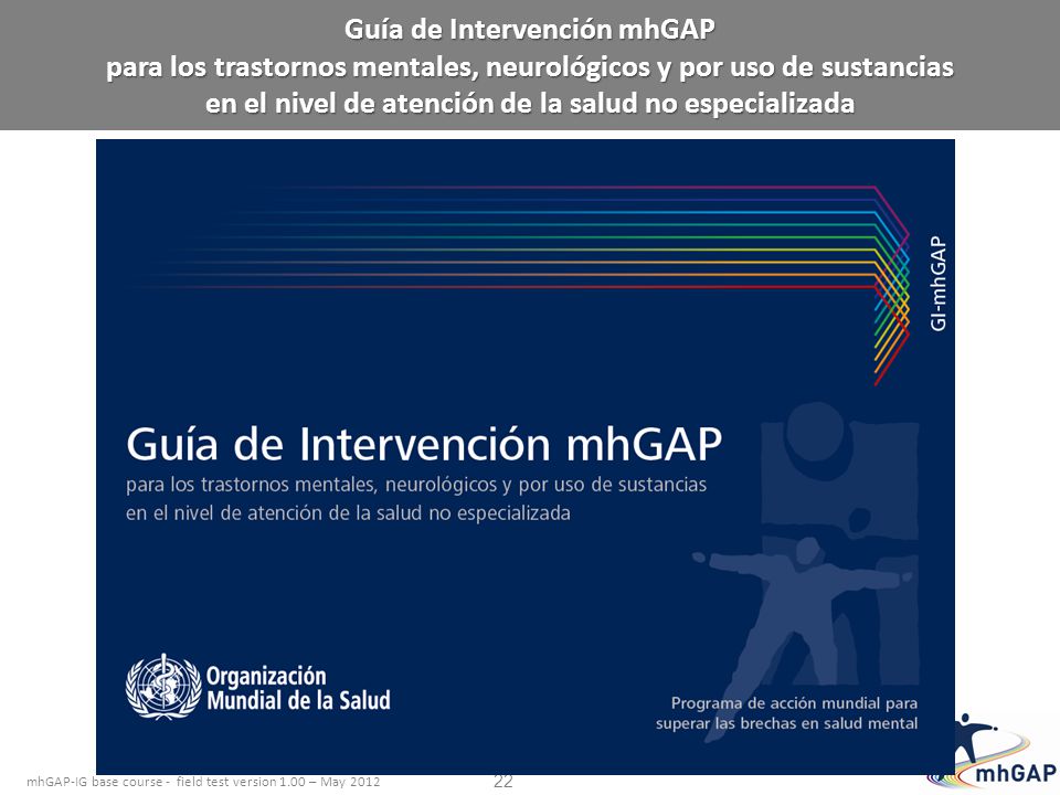 Guía de Intervención mhGAP para los trastornos mentales, neurológicos y por uso de sustancias en el nivel de atención de la salud no especializada