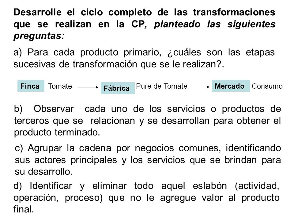 Desarrolle el ciclo completo de las transformaciones que se realizan en la CP, planteado las siguientes preguntas: