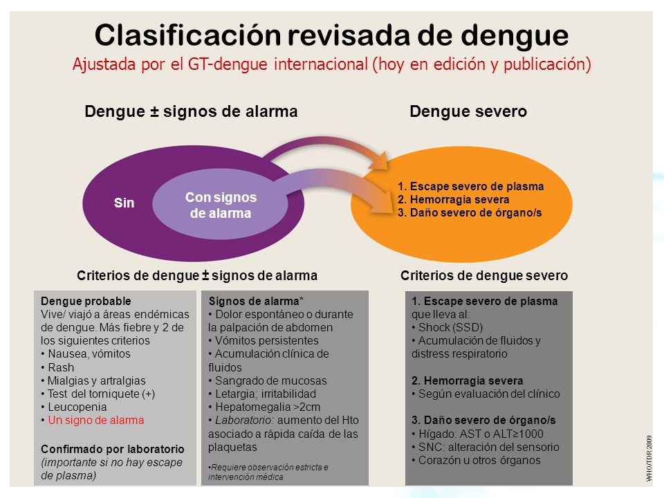 Clasificación revisada de dengue Ajustada por el GT-dengue internacional (hoy en edición y publicación)