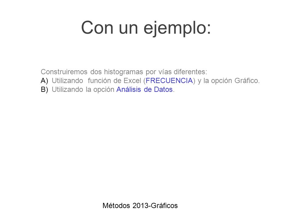Con un ejemplo: Construiremos dos histogramas por vías diferentes: