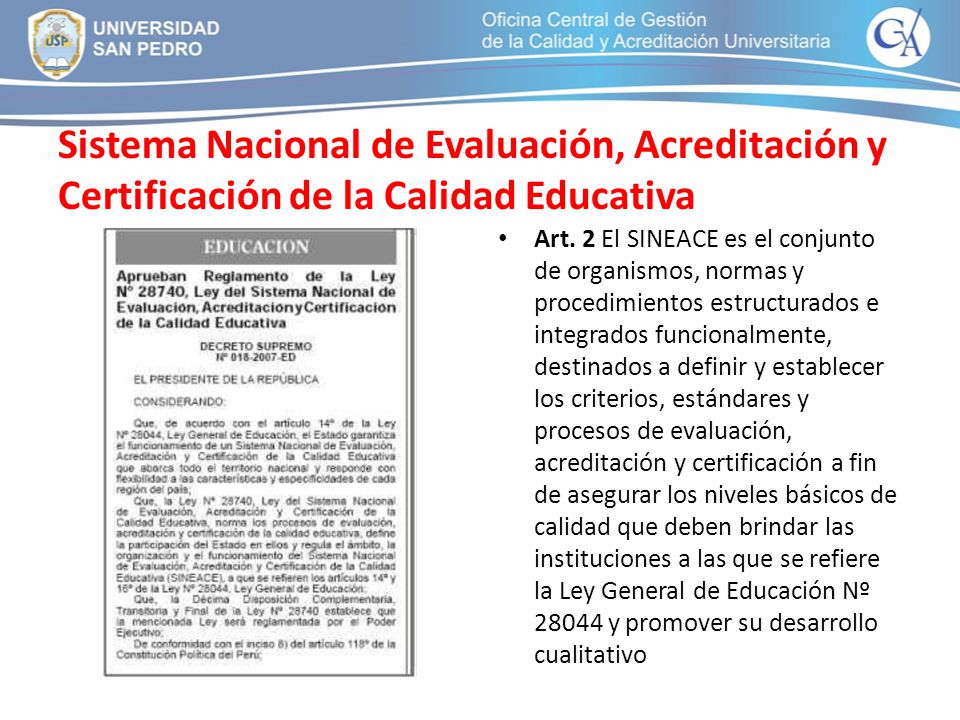 Sistema Nacional de Evaluación, Acreditación y Certificación de la Calidad Educativa