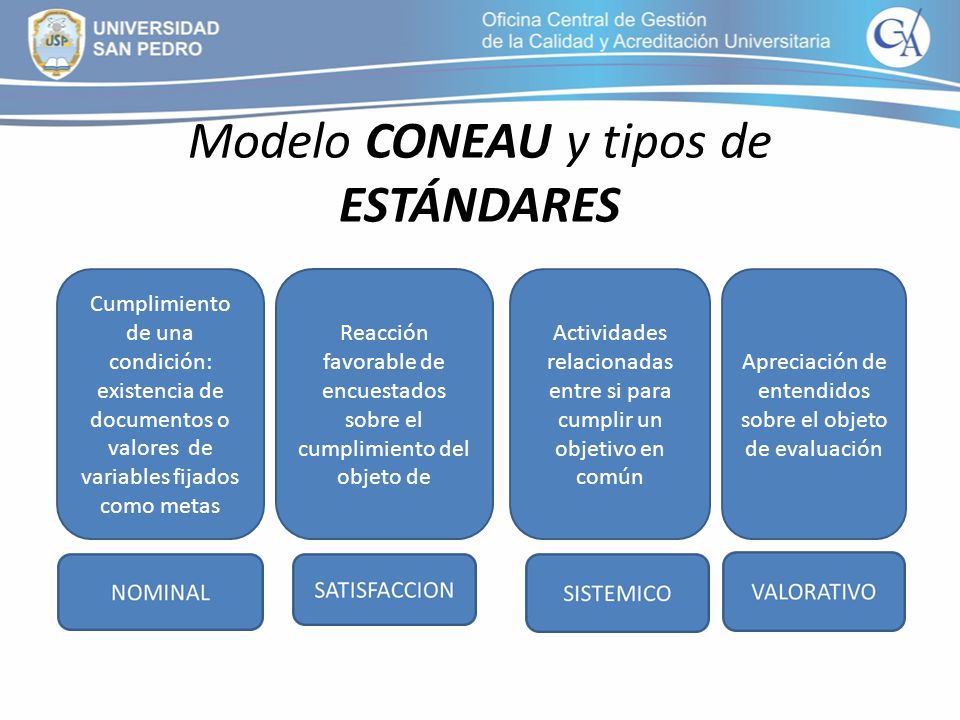 Modelo CONEAU y tipos de ESTÁNDARES