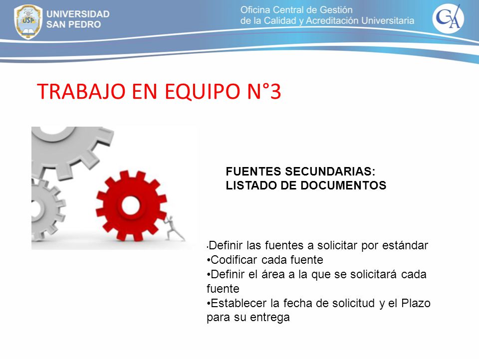 TRABAJO EN EQUIPO N°3 FUENTES SECUNDARIAS: LISTADO DE DOCUMENTOS