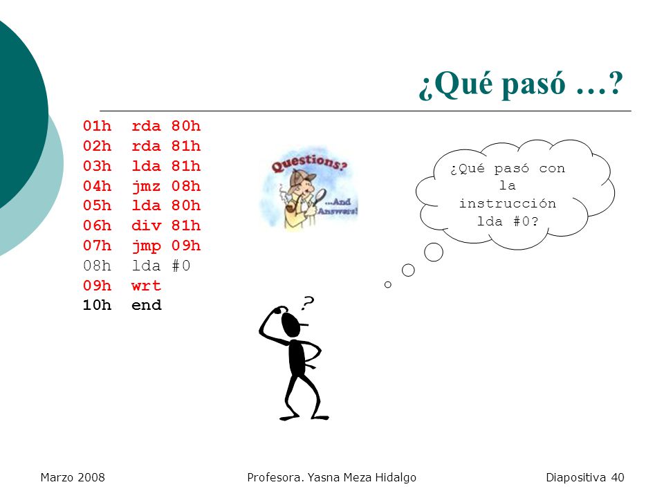¿Qué pasó … 01h rda 80h 02h rda 81h 03h lda 81h 04h jmz 08h