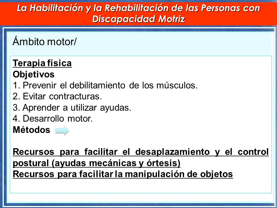 La Habilitación y la Rehabilitación de las Personas con Discapacidad Motriz