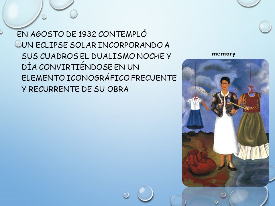 En agosto de 1932 contempló un eclipse solar incorporando a sus cuadros el dualismo noche y día convirtiéndose en un elemento iconográfico frecuente y recurrente de su obra