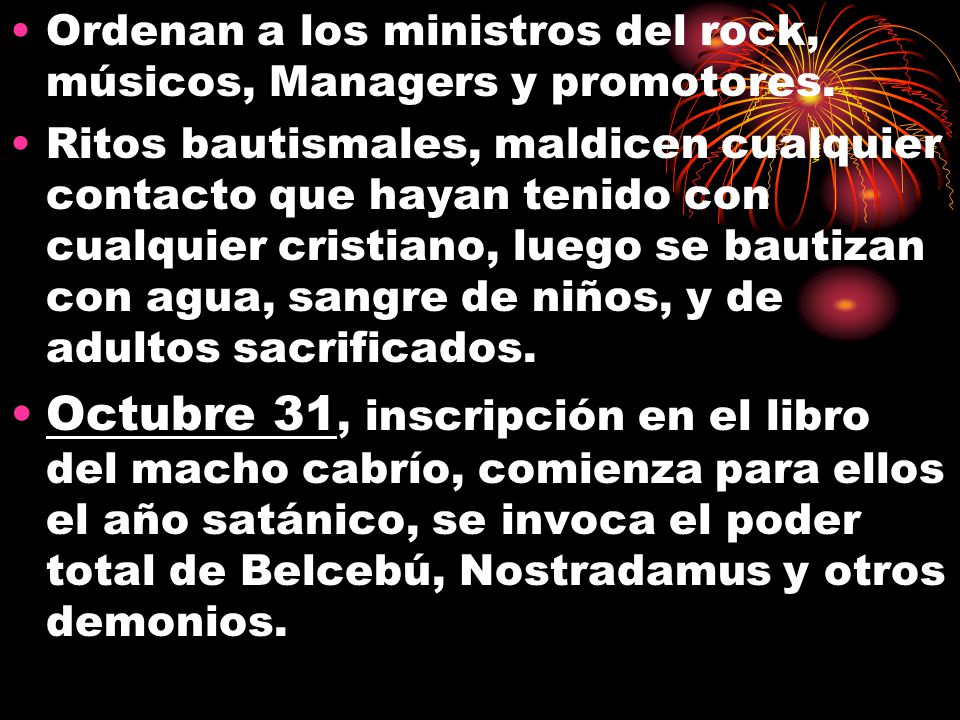 Ordenan a los ministros del rock, músicos, Managers y promotores.