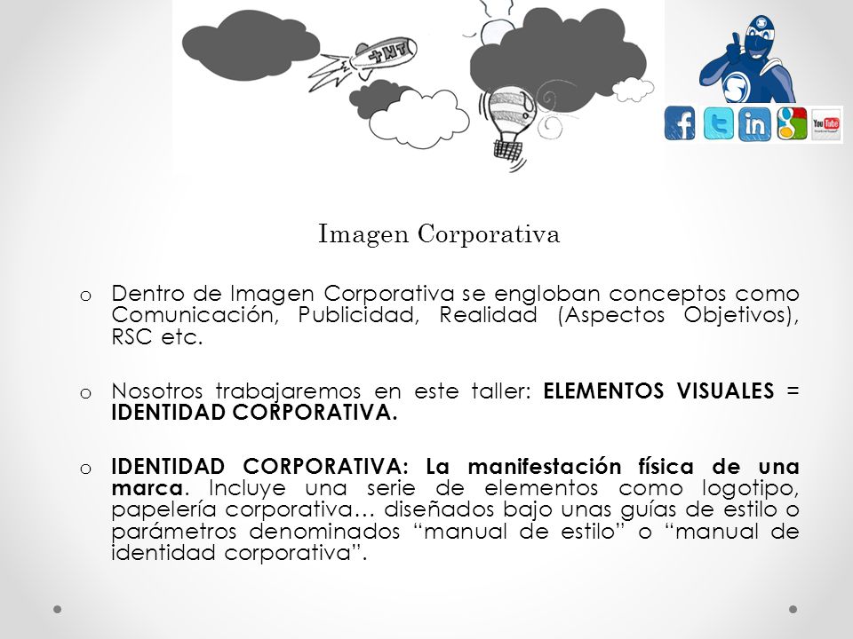 Imagen Corporativa Dentro de Imagen Corporativa se engloban conceptos como Comunicación, Publicidad, Realidad (Aspectos Objetivos), RSC etc.