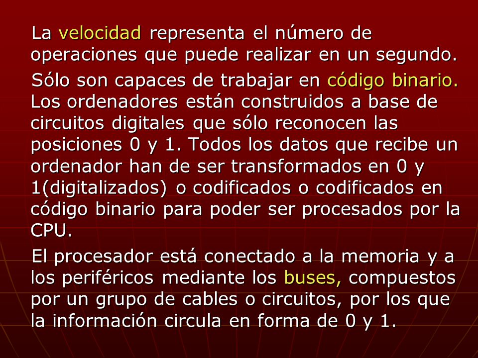 La velocidad representa el número de operaciones que puede realizar en un segundo.