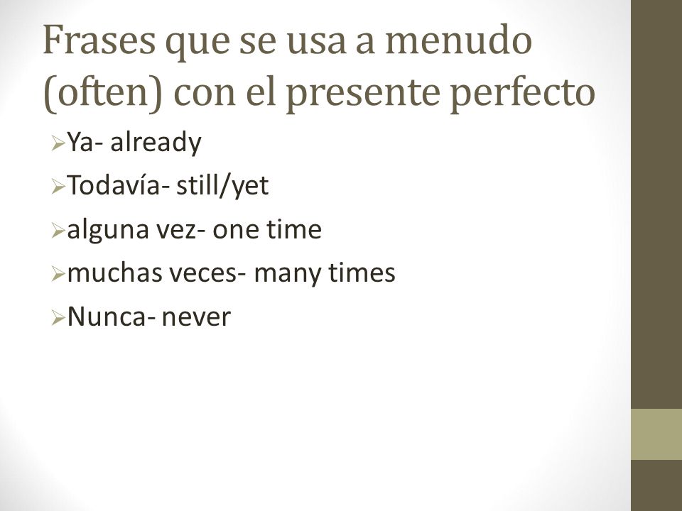 Frases que se usa a menudo (often) con el presente perfecto
