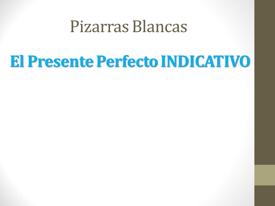 Pizarras Blancas El Presente Perfecto INDICATIVO