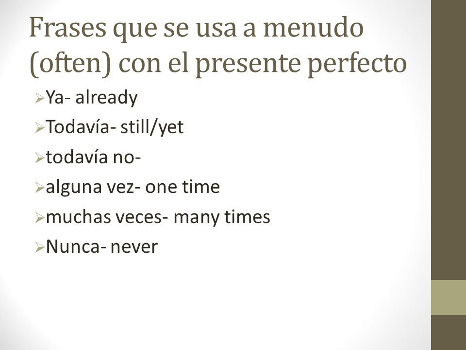 Frases que se usa a menudo (often) con el presente perfecto