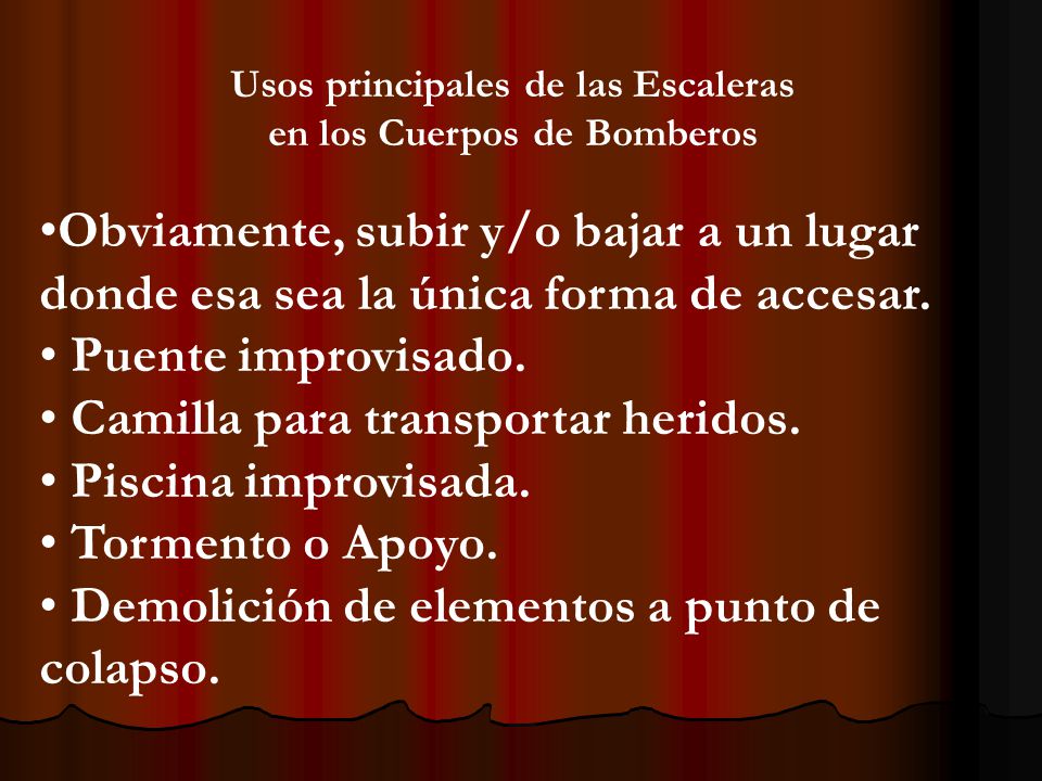 Usos principales de las Escaleras en los Cuerpos de Bomberos