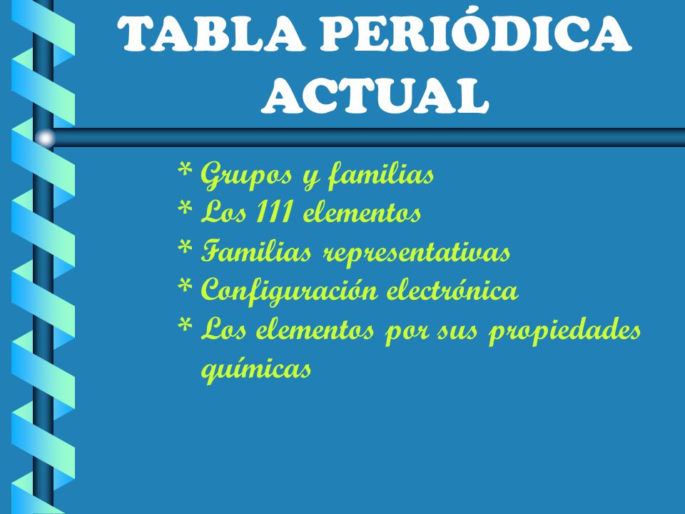 TABLA PERIÓDICA ACTUAL * Grupos y familias * Los 111 elementos