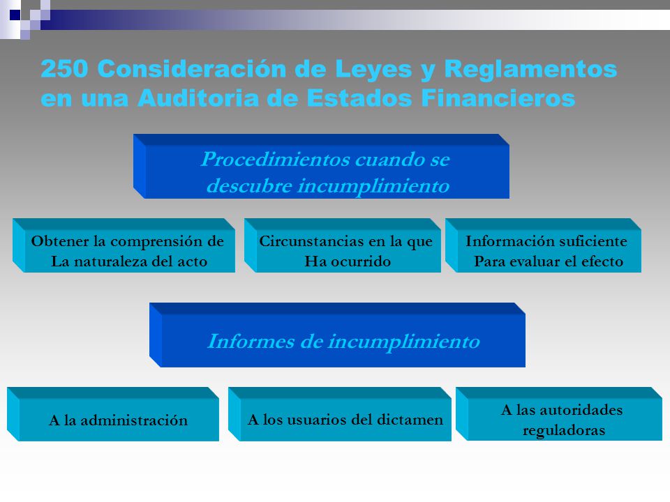 250 Consideración de Leyes y Reglamentos en una Auditoria de Estados Financieros