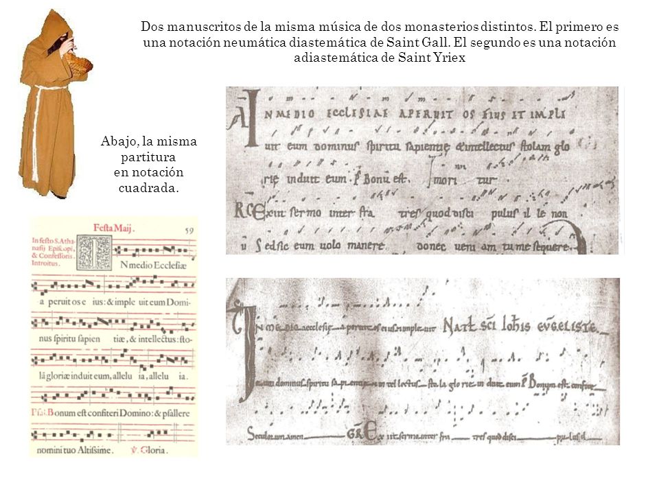 Dos manuscritos de la misma música de dos monasterios distintos