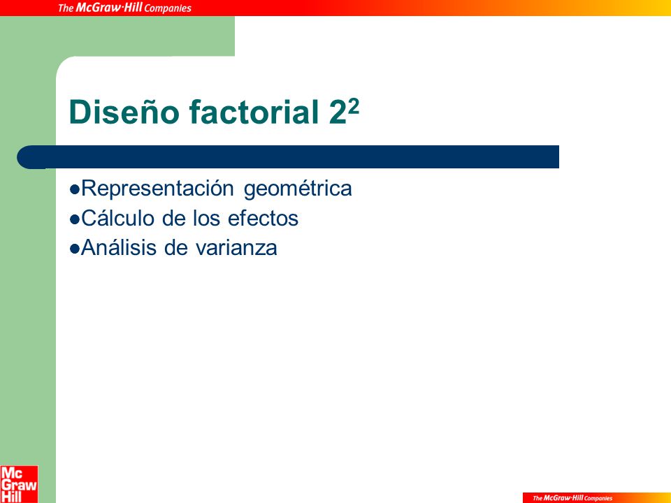 Diseño factorial 22 Representación geométrica Cálculo de los efectos