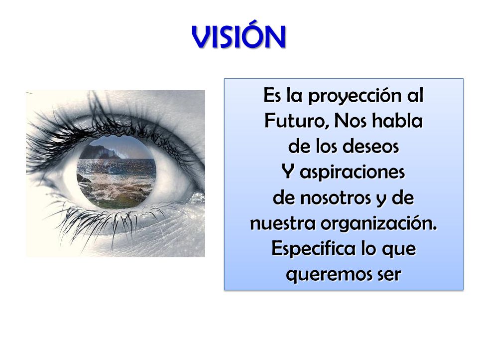 VISIÓN Es la proyección al Futuro, Nos habla de los deseos