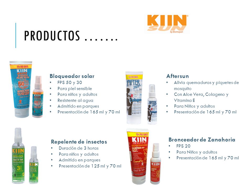 Productos ……. Bloqueador solar Aftersun Bronceador de Zanahoria