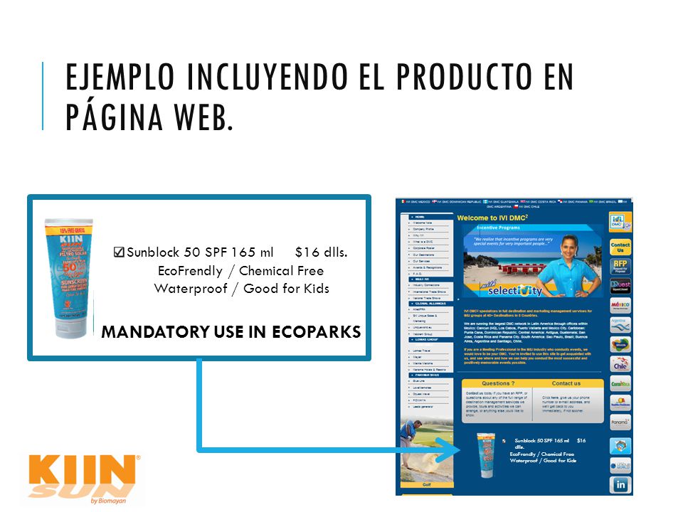 Ejemplo incluyendo el producto en página web.