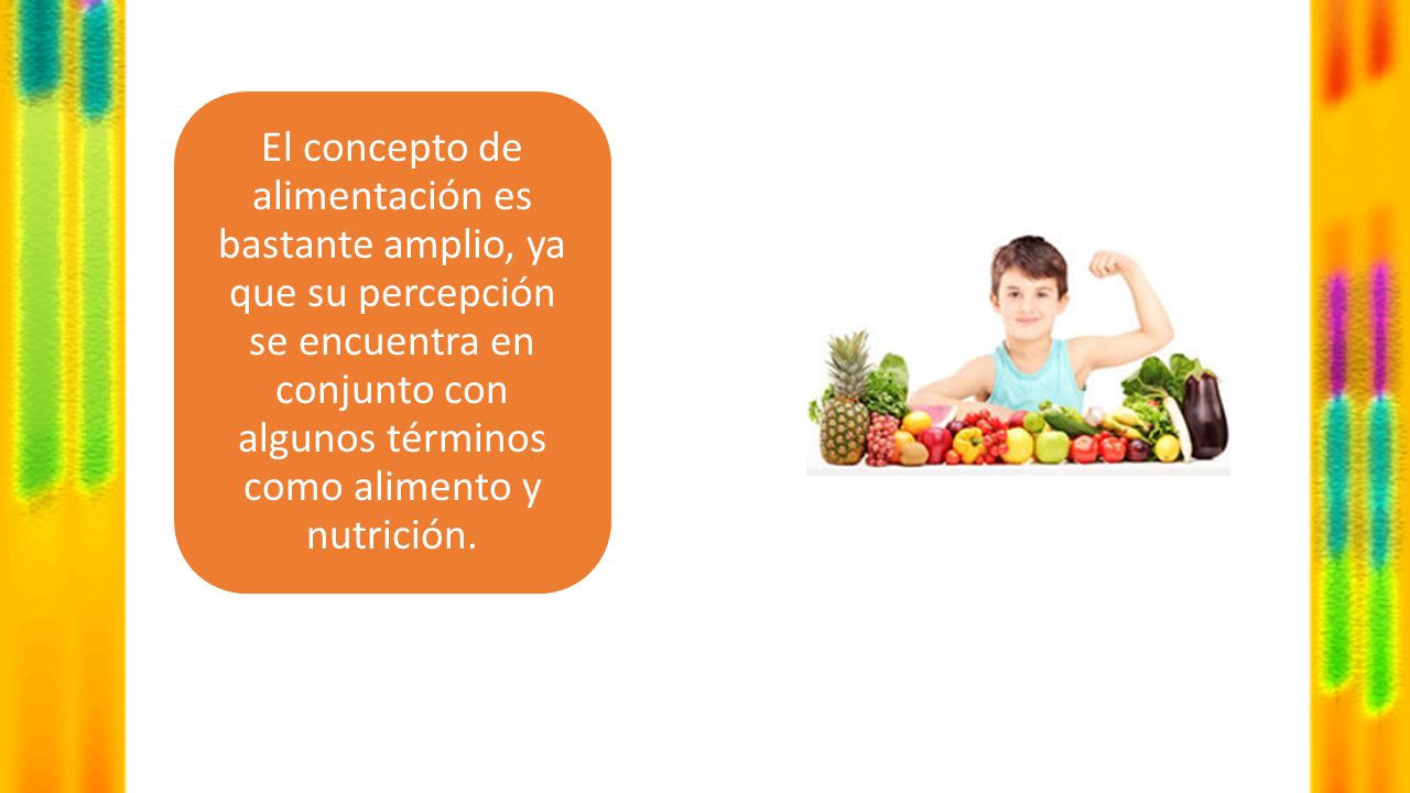 El concepto de alimentación es bastante amplio, ya que su percepción se encuentra en conjunto con algunos términos como alimento y nutrición.