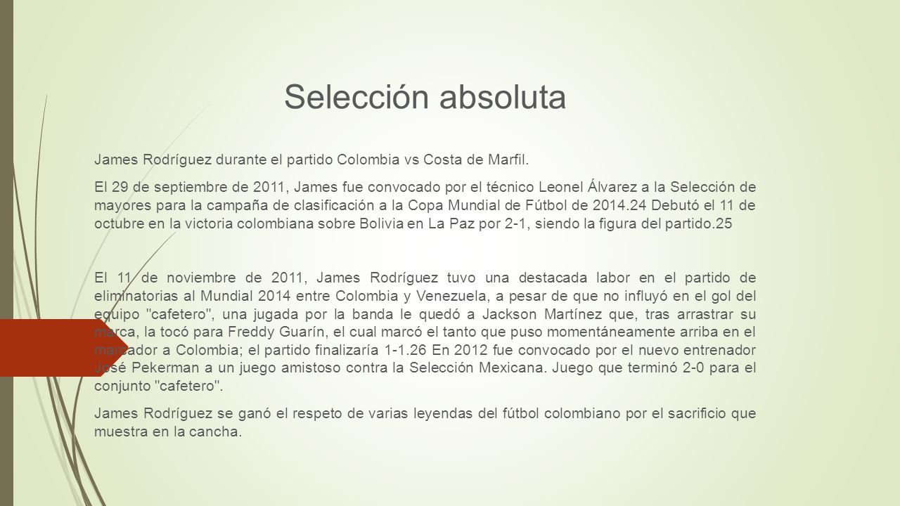 Selección absoluta James Rodríguez durante el partido Colombia vs Costa de Marfil.