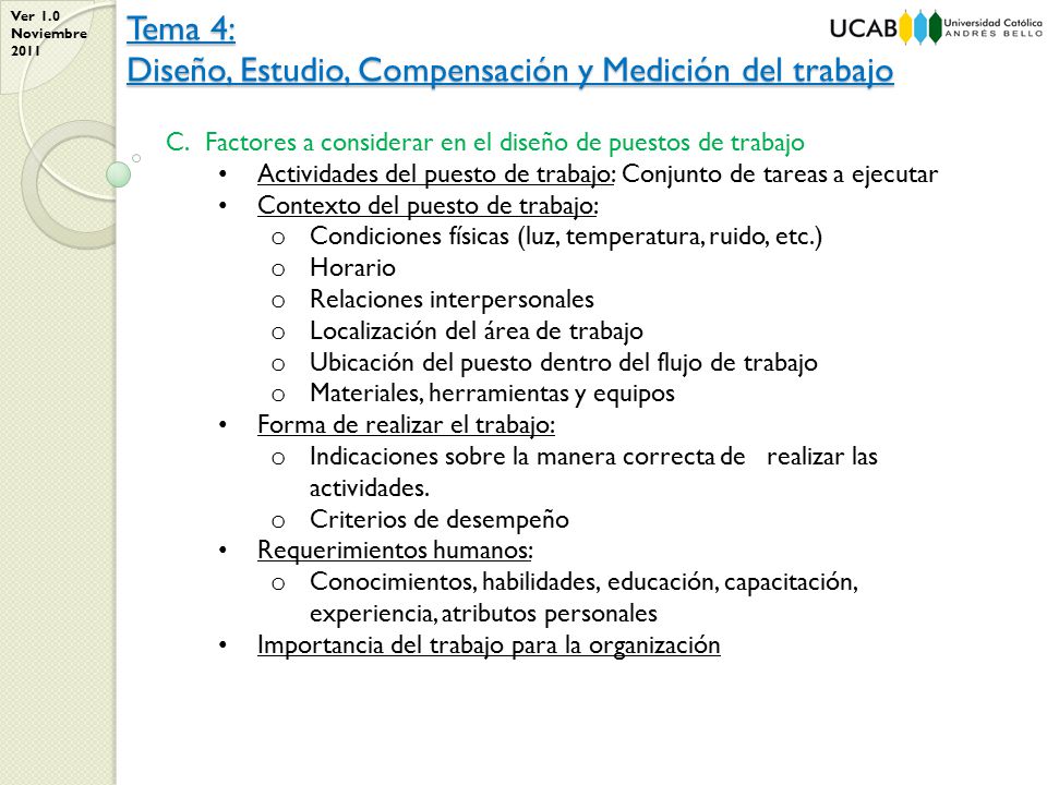 Factores a considerar en el diseño de puestos de trabajo