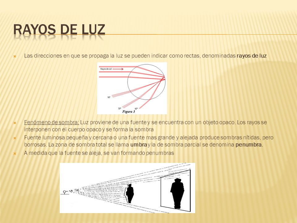 Rayos de luz Las direcciones en que se propaga la luz se pueden indicar como rectas, denominadas rayos de luz.