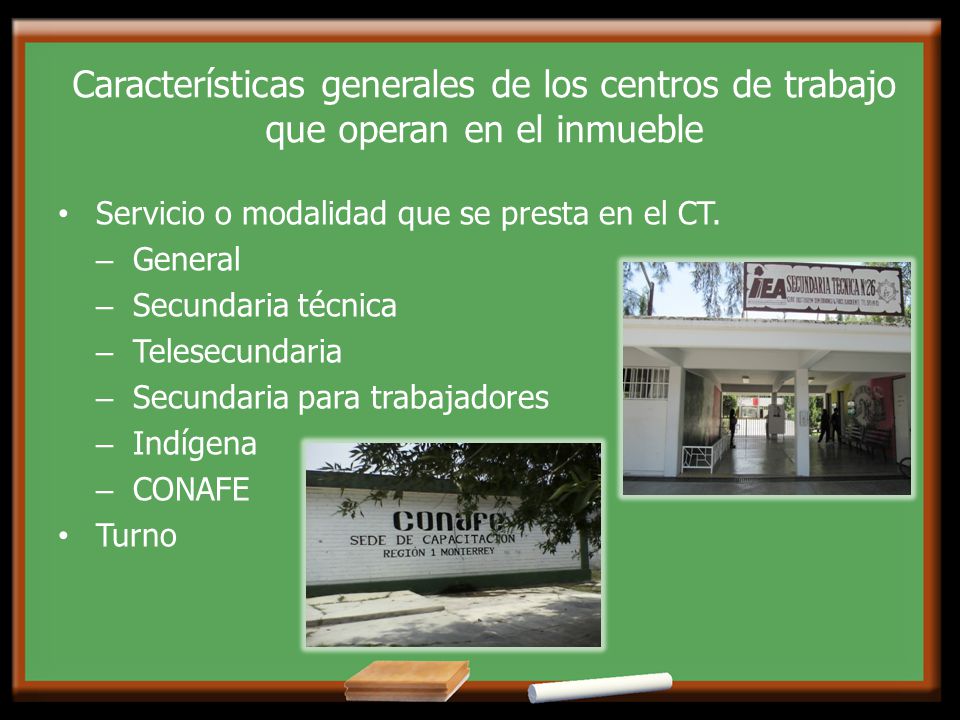 Características generales de los centros de trabajo que operan en el inmueble