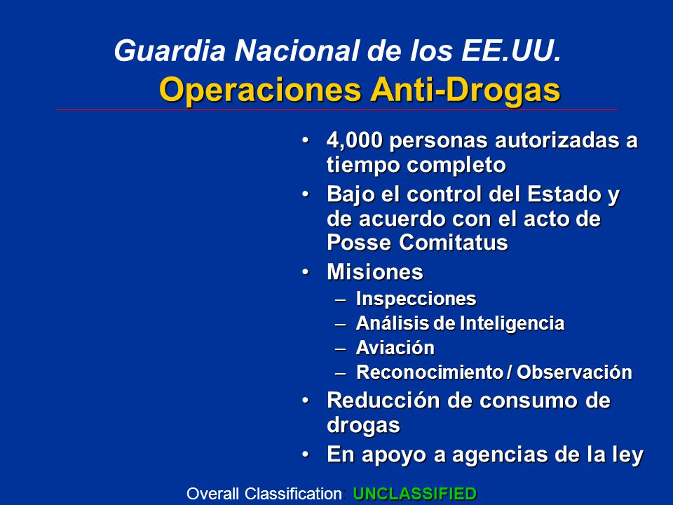 Overall Classification: UNCLASSIFIED