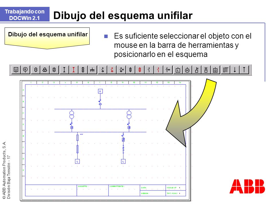 Dibujo del esquema unifilar