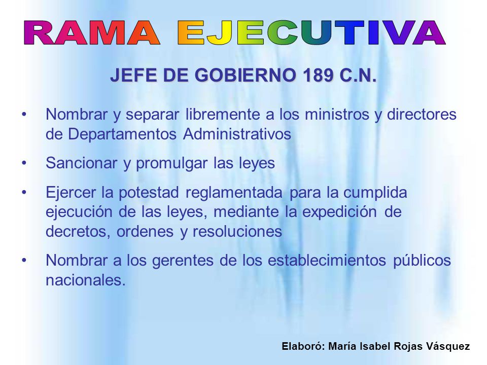 RAMA EJECUTIVA JEFE DE GOBIERNO 189 C.N.