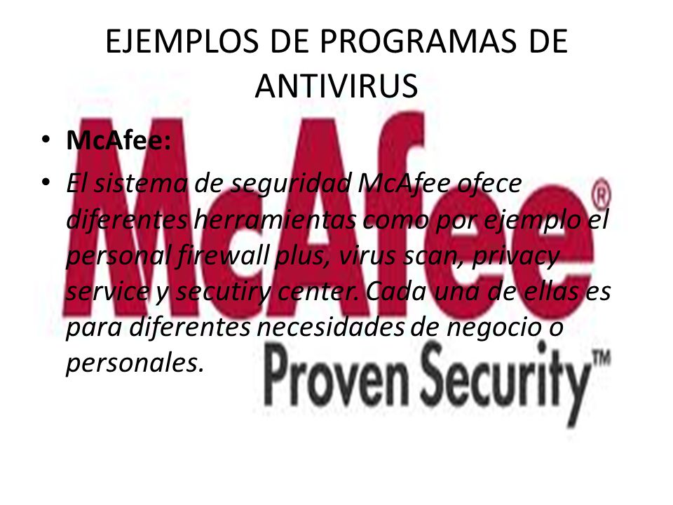 EJEMPLOS DE PROGRAMAS DE ANTIVIRUS
