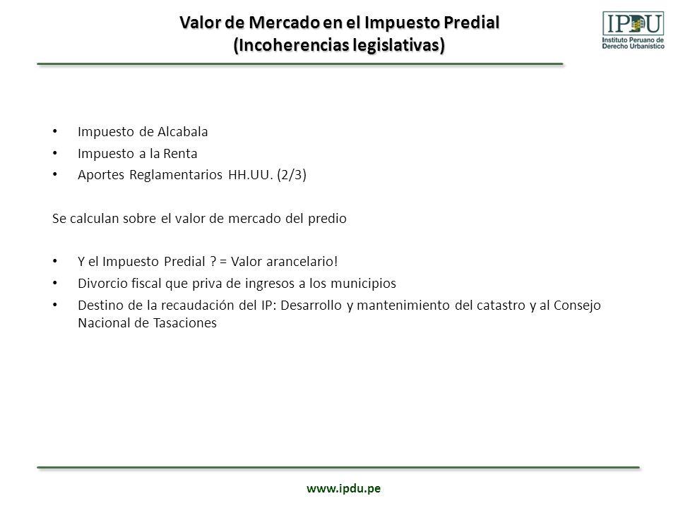 Valor de Mercado en el Impuesto Predial (Incoherencias legislativas)