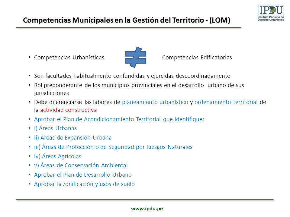 Competencias Municipales en la Gestión del Territorio - (LOM)