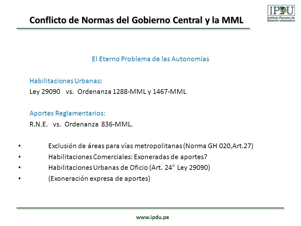 Conflicto de Normas del Gobierno Central y la MML