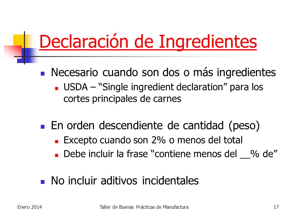 Declaración de Ingredientes