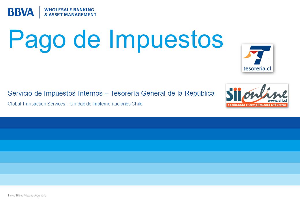 Pago de Impuestos Servicio de Impuestos Internos – Tesorería General de la República. Global Transaction Services – Unidad de Implementaciones Chile.