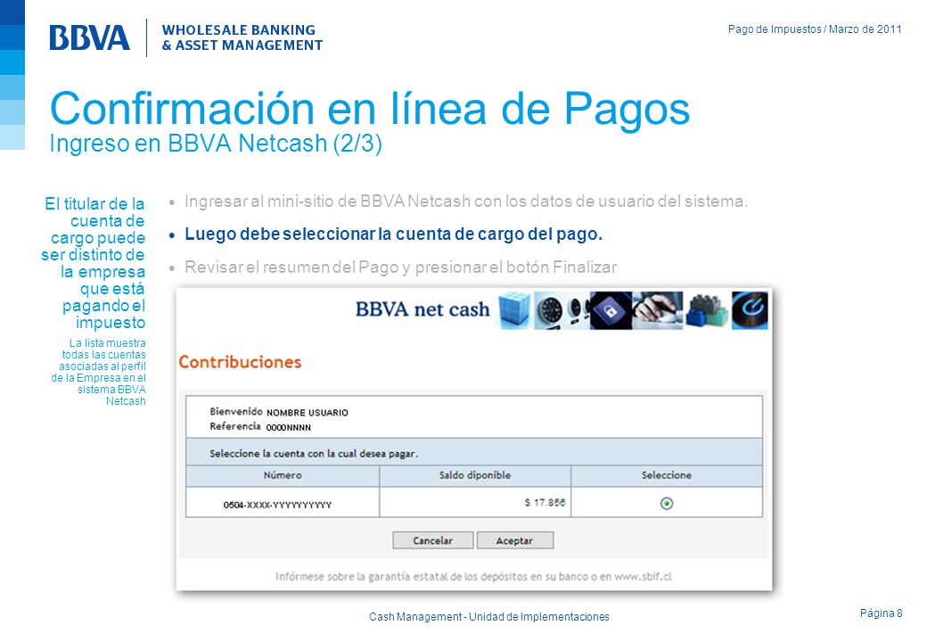 Confirmación en línea de Pagos Ingreso en BBVA Netcash (2/3)